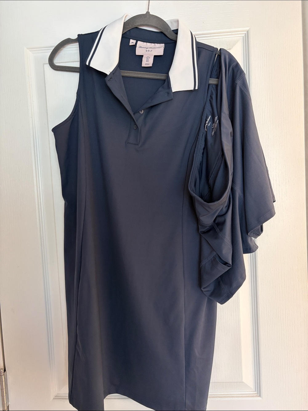 Tommy Bahama Navy Sleeveless Polo Tank with White Contrast Collar